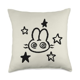 90s Y2K Mad Hare Bunny Rabbit is Confused under Starry Throw Pillow