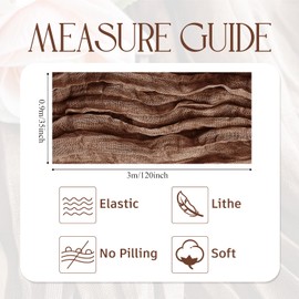 Wokceer Cheesecloth Table Runner Thanksgiving Brown 10FT Boho Gauze Fall Cheese Cloth Table Runner for Party Long Rustic Sheer Table Runners for Baby Bridal Shower Wedding Easter Table Decor