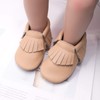 HONGTEYA Leather Baby Moccasins Hard Soled Tassel Crib Toddler Shoes