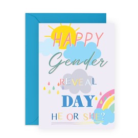 Central 23 Gender Reveal Card - 'Happy Gender Reveal Day' - Celebration Card for New Parents - Gender Announcement Card for New Mum & Dad - Comes with Fun Stickers - Recyclable