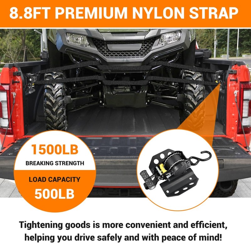Xomzema 2PCS Retractable Truck Bed Tie Down Straps for Ford