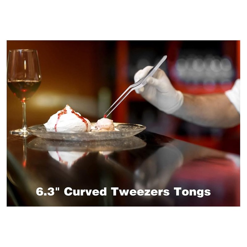 Fine Tweezer Tongs,4Pcs Cooking Tweezers,6.3Inch Stainless Steel Food Tweezers,Kitchen Tweezer