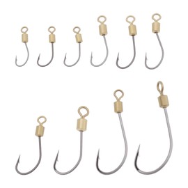 OTOTEC Pack of 50 Barb Fishing Hooks 360° Rotating Hook for Saltwater Freshwater Fishing Size 10#-22#