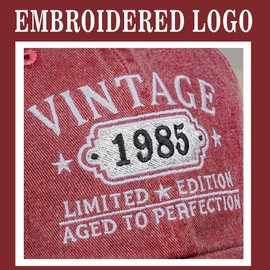 40th Birthday Gifts Women Men Vintage 1985 Embroidered Baseball Cap Gift Ideas Hat Red