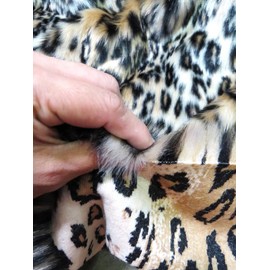 Faux Fake Fur Leopard Cheetah Animal Long Pile Fabric Sold by The Yard DIY Coats Costumes Scarfs Rugs Accessories Fashion (Snow Leopard Brown)