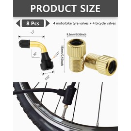 IPNSDON 4 Piece Motorcycle Valve Valve with Four Bike Taps Brass Corner Valves Snap On for Cars, Motorcycles, Bikes and Scooters