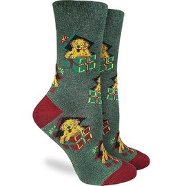 Good Luck Sock Women's Christmas Puppy Presents Socks, Adult, Shoe Size 5-9