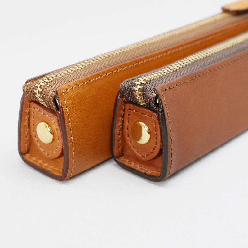 Slip-on Zipper Pencil Case S Rio Italian Leather Leather Navy
