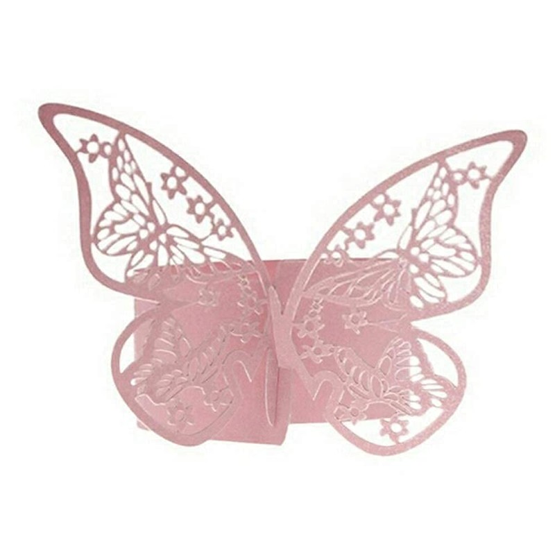 Lavandi 100pcs 3D New Butterfly Paper Napkin Rings Weddings Party