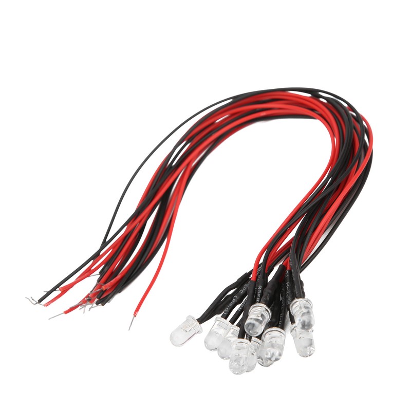 50Pcs Diode Wired Light Emitting Round Head High Brightness In