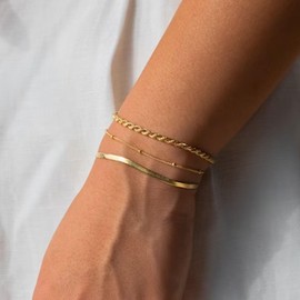 Gold Bracelet Stack Dainty Gold Link Bracelet