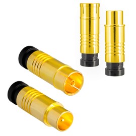 Antenna Plug Set 2 x Male and 2 x Female for Cable View, DVB-C Radio, DVB-T2 TV Antennas, IEC (Male + Female), Compression Connector Vegoldet for Coaxial Antenna Cable, BK Systems HQ 4K UHD