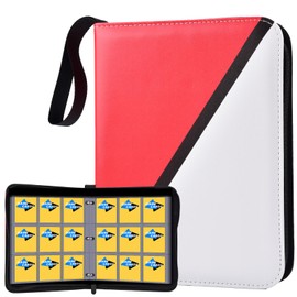 ULLTOON 9-Pocket Trading Card Binder, 990 Card Capacity with 55 Removable Sleeves, Diagonal Red & White Design Baseball Card Binder, Card Collector Album for Sports, Game Cards, Kids & Hobbyists