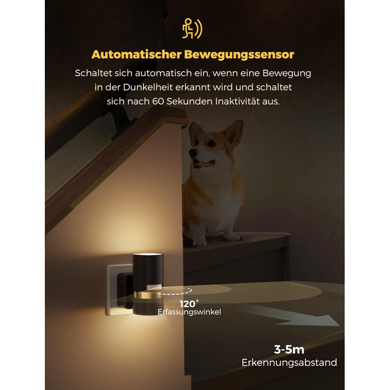 LOHAS-LED Night Light with Motion Sensor, LED Night Light, Dimmable,