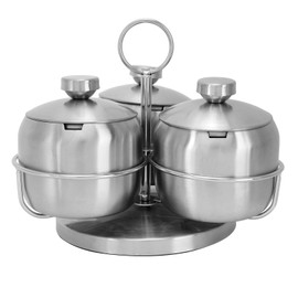 MOUMOUTEN Azucarero De Acero Inoxidable, Paquete De 10 Tarros Para Condimentos, Contenedor De Especias, Condimento Giratorio, Especias, Sal, Azúcar, Tarro De Especias Con Cuchara Con Tapa