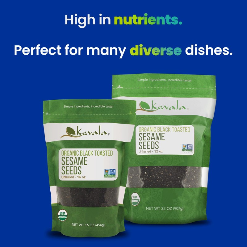 Kevala Organic Black Toasted Sesame Seeds – 32 oz, 2