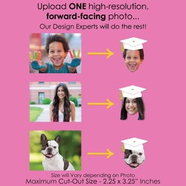 Big Dot of Happiness White and Gold Grad Cap Fun Face Cutout Paper Straw Decor - Custom Graduation Photo Head Cut Out Striped Decorative Straws - Upload 1 Photo - Set of 24