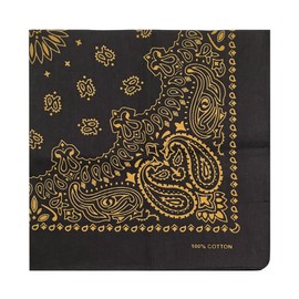 kakatrend Bandana, Paisley, Triangular Width, Adult, 100% Cotton, Fashionable, Handkerchief, Cotton, Unisex, Large Size, Men's 21.7 x 21.7 inches (55 x 55 cm), black / yellow