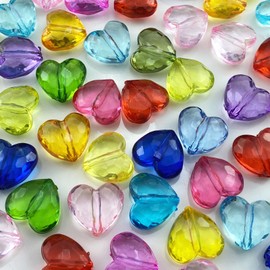 Tingoons 50 Pcs 18x16mm Acrylic Heart Shape Beads Clear Colorful Craft Beads with Hole Spacer Beads for Home Decoration DIY Craft Making Jewelry Making Bracelet Necklace Earrings(Multicolor)