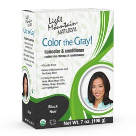 Light Mountain Henna Hair Color & Conditioner, Color the Gray - Black Hair Dye for Men/Women, Chemical-Free Semi-Permanent Hair Color for White, Gray, Blonde, or Highlighted Hair, 7 Oz