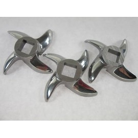 Smokehouse Chef 3-PACK Size #32 Stainless Steel meat grinder knife. SHARP Dishwasher Safe