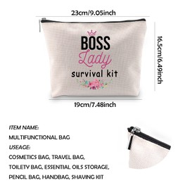 WCGXKO Boss Lady Survival Kit Zipper Pouch Makeup Bag Gift for Boss Women, National Bosses Day Gifts (Boss Lady Survival CA)
