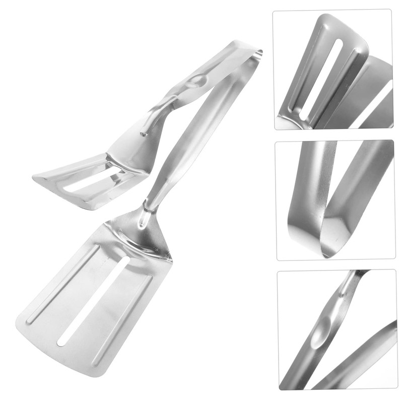 BIUDECO Cooking Gadgets Metal Spatula Stainless Steel Tong for Steak