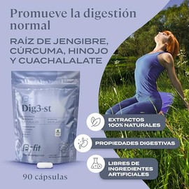 B-FIT B Digestivo Natural sin Sabor - 90 Cápsulas - Suplemento Alimenticio con Extractos de Cuachalalate Cúrcuma Jengibre e Hinojo - Sin Ingredientes Artificiales - Fácil de Consumir