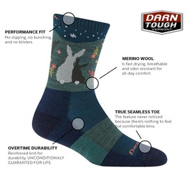 Darn Tough Hiking Socks for Women - Merino Wool Women's Socks, Breathable and Lightweight Crew Socks for Women, Moisture Wicking Socks for Summer Hiking, Comfort Hiking Gear for Women -Large, ECLIPSE