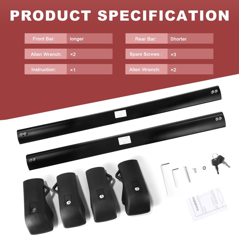 KINGGERI Lockable 220Lbs Roof Rack Cross Bars Compatible with Toyota