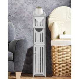 AOJEZOR Bathroom Storage Cabinet: Small Bathroom Storage Cabinet - Toilet Paper Holder Fit for Mega Roll,White