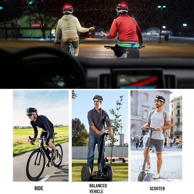 Bike Smart Cycle Helmet with Headlight Tail Light SOS Emergency