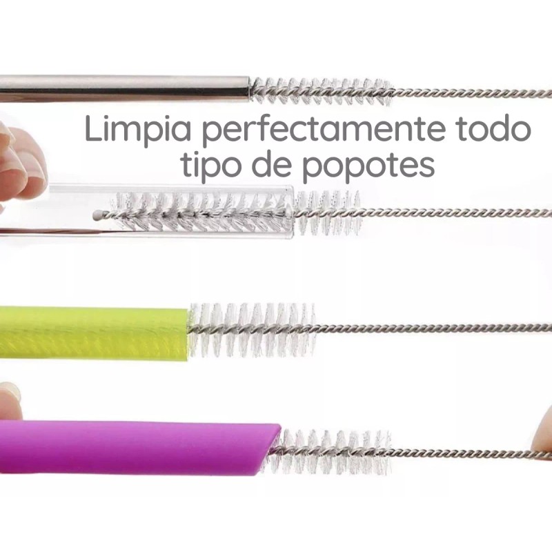 Universo en Linea Paquete 10pz Cepillo Lavar Popotes Reutilizable 17