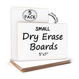 Scribbledo Set of 5 Small White Board Dry Erase Boards Classroom Pack Mini White Boards 5" x7” Double Sided Personal Whiteboards for Students Teachers School Supplies Lapboards