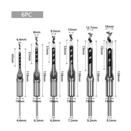 CREAP 1pc HSS Square Hole Saw Mortise Chisel Wood Drill Bit with Twist Drill(6.4 8 9.5 10 12.7 16)