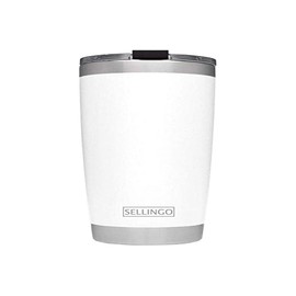 Sellingo SELL-20WHT Termo de Acero Inoxidable Doble Capa Vacuum Rambler 20 oz y 30 oz Colores Bebidas (20 onzas, Blanco)