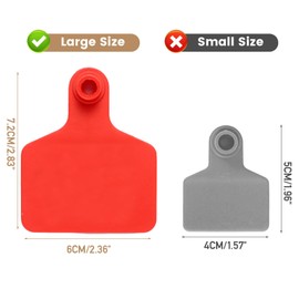 100PCS Large Plastic Livestock Ear Tags - ID Tags for Cattle, Sheep, Goats, Pigs - Red