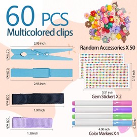 Cheer Pins Clips de espíritu 112 piezas de madera de colores para mochilas incluyen 50 alfileres de madera para animar, 10 clips de pelo, 50 mini animales de resina, 2 calcomanías de gemas para