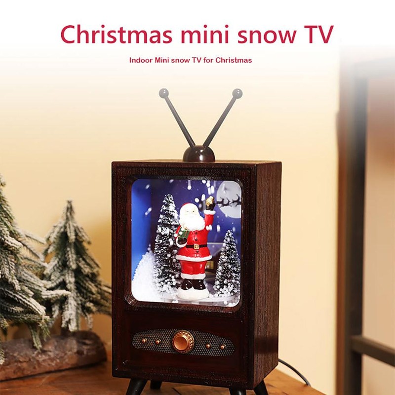 Mini Retro Christmas Snow Music TV Party Decoration Christmas Home