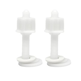 Generic 2 Pairs Small Circle White Plastic Toilet Seat Hinge Bolt Screw for Top Mount Toilet Seat Hinges,with Plastic Nuts and Washers Parts Kit(Screw Outside Diameter:27mm/1.06in)