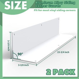 Memrita Aluminum Alloy Siding Corners Guards, 3.4" x 3.4" x 15.8” Metal Corner Protectors with 90° Angle, Weed Whacking Protection for Outdoor Vinyl Siding, 2 Pack