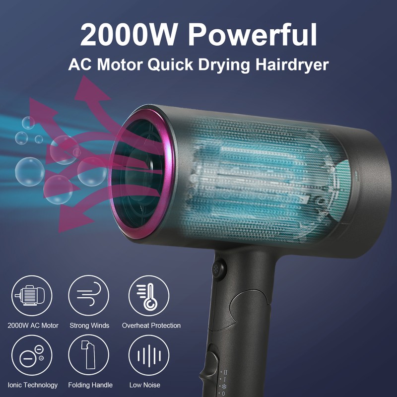 2000W Hair Dryer Large Wind Quickly Drying Hydrate Hair Household
