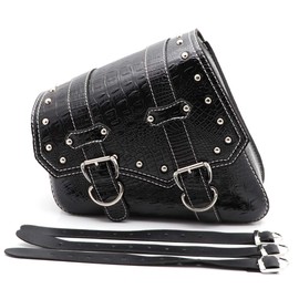 Universal Motorcycle Side Bag, PU Leather Saddlebags Waterproof Motorcycle Tool Bag -Black (Left)
