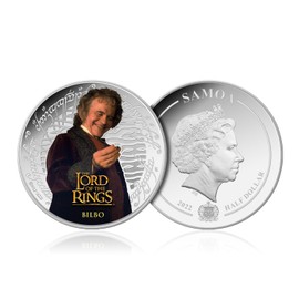 The Lord of The Rings Bilbo Baggins Colour Silver Plated Half Dollar Coin Samoa 2022