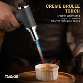ravs RAVS Butane Torch, Refillable Kitchen Torch Lighter for Creme Brulee, BBQ, Desserts, Food torch with Adjustable Flame, Blow Torch offers Precise Control for Welding, Resin Art, Butane Not Included