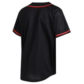 Pullonsy Black Baseball Jerseys for Men Women Unisex Hip Hop Button Down Shirts Birthday Gift Party Outfits Tops Red Stripe-Black Jersey,Men Size 2X-Large