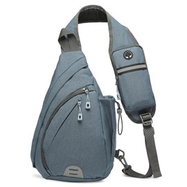 SUIKIHUM Small Sling Bag Crossbody Hiking Bag 9.36L Shoulder Bag with Headphone Jack, Man Women Crossbody Casual Backpack for Travel, Camping (Light Grey)