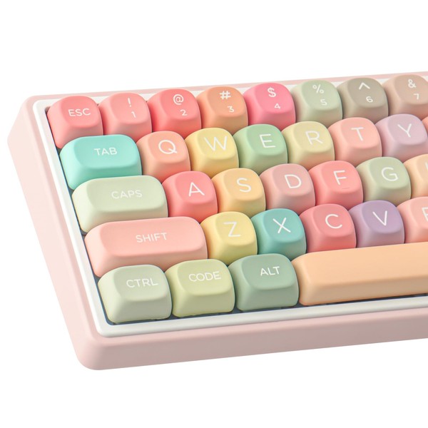 Tsungup PBT MOA Profile Keycaps, 126 Keys Custom Cute Rainbow