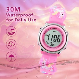 L LAVAREDO Kids Watch, Girls Watch for Kids Age 3-10 3D Cute Cartoon Unicorn Watches for Girl 7 Color Lights Digital Toddler Wrist Watch Montre Enfant Fille