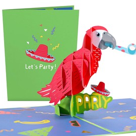 Lovepop® 3D Pop-Up Card Birthday Party Parrot Premium Greeting Card for Promotion, Graduates, Graduates, Congratulations, Includes Envelope & Hidden Compartment for Money & Vouchers